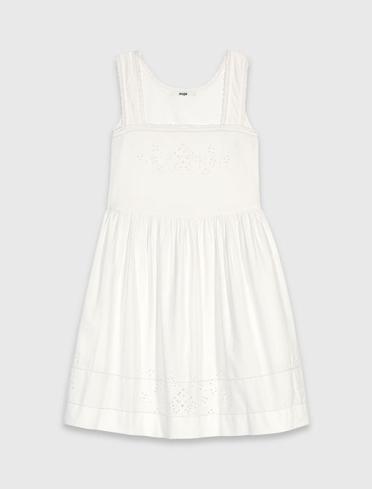Short dress with lace trim White