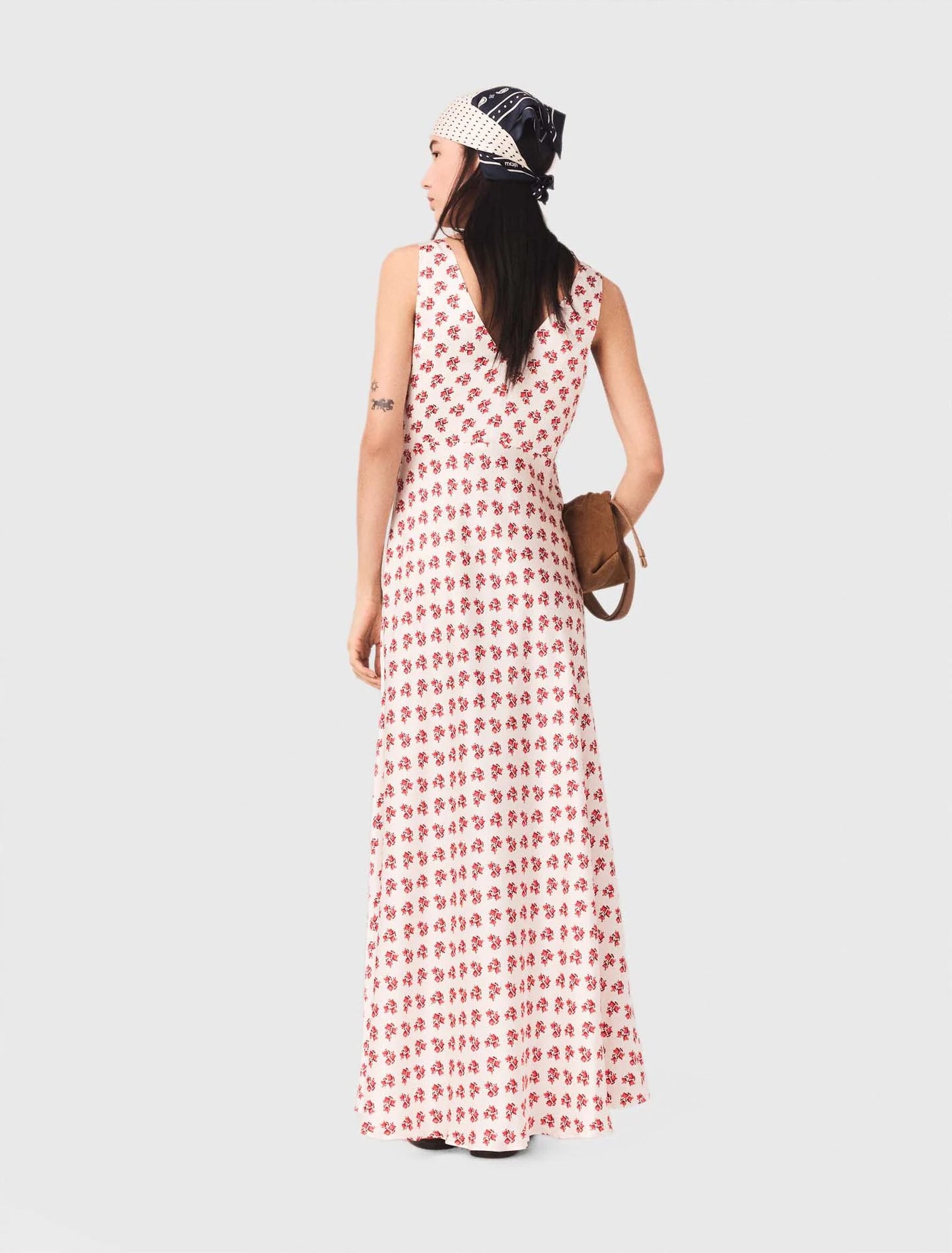 Printed Silk Dress Red Small Flowers Print