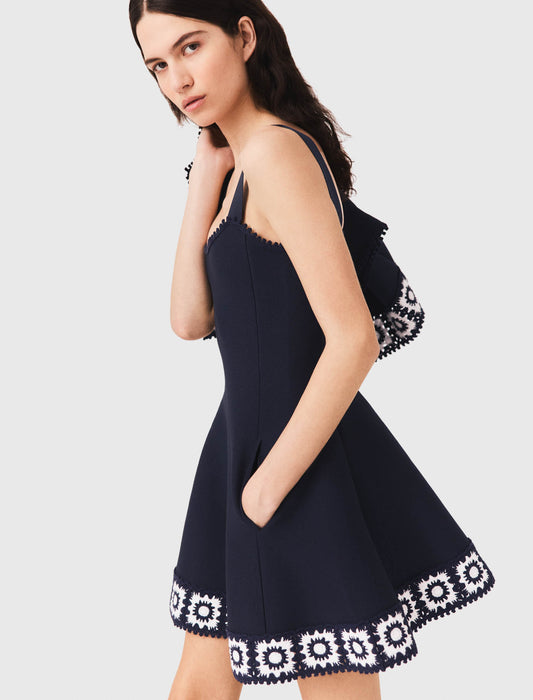 Dress with crochet panels Navy