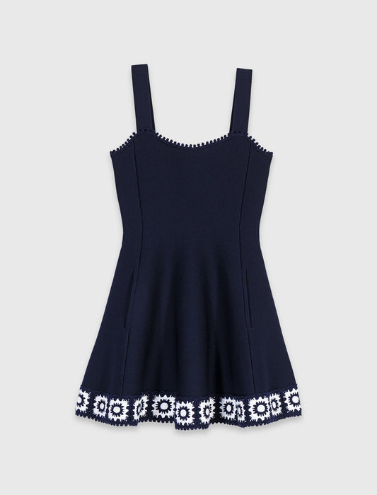 Dress with crochet panels Navy