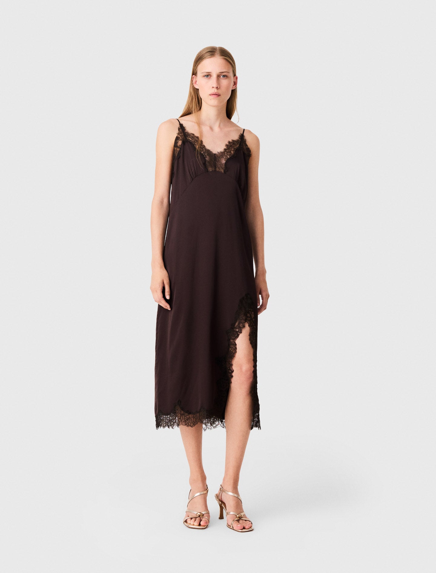 Midi slip dress Dark Brown