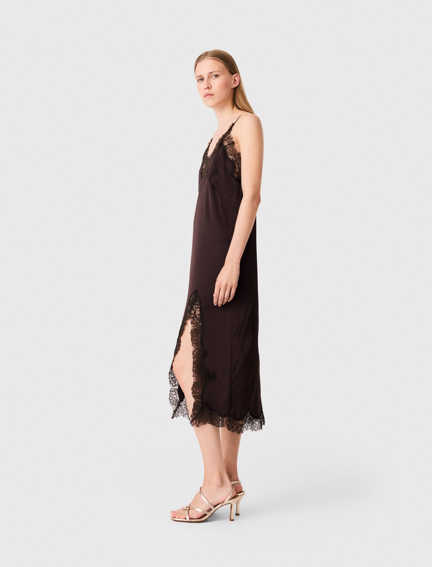 Midi slip dress Dark Brown