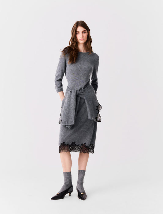 Dress with lace panel Grey/Black