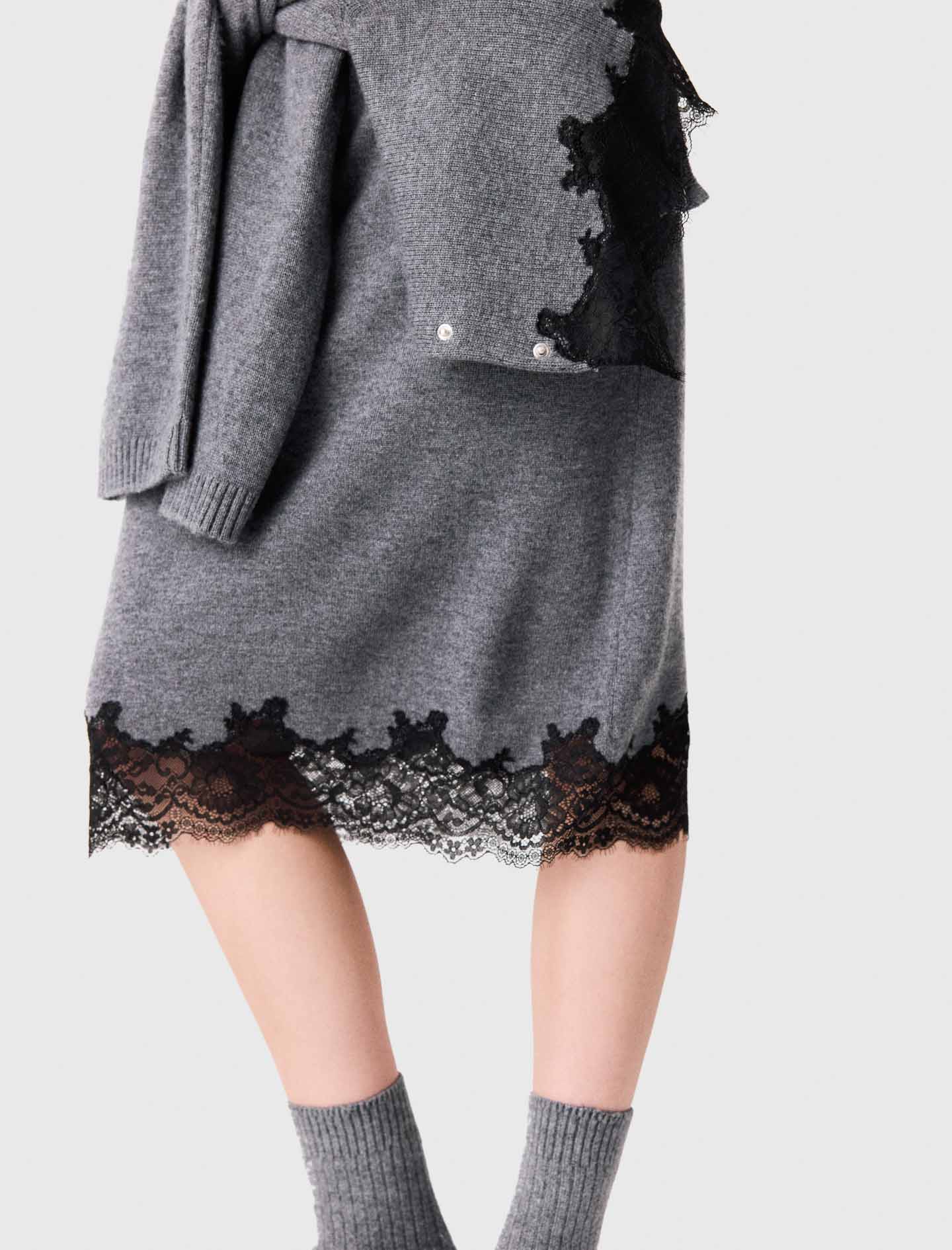 Dress with lace panel Grey/Black