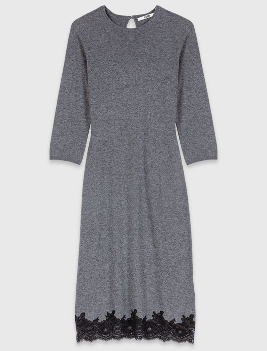 Dress with lace panel Grey/Black