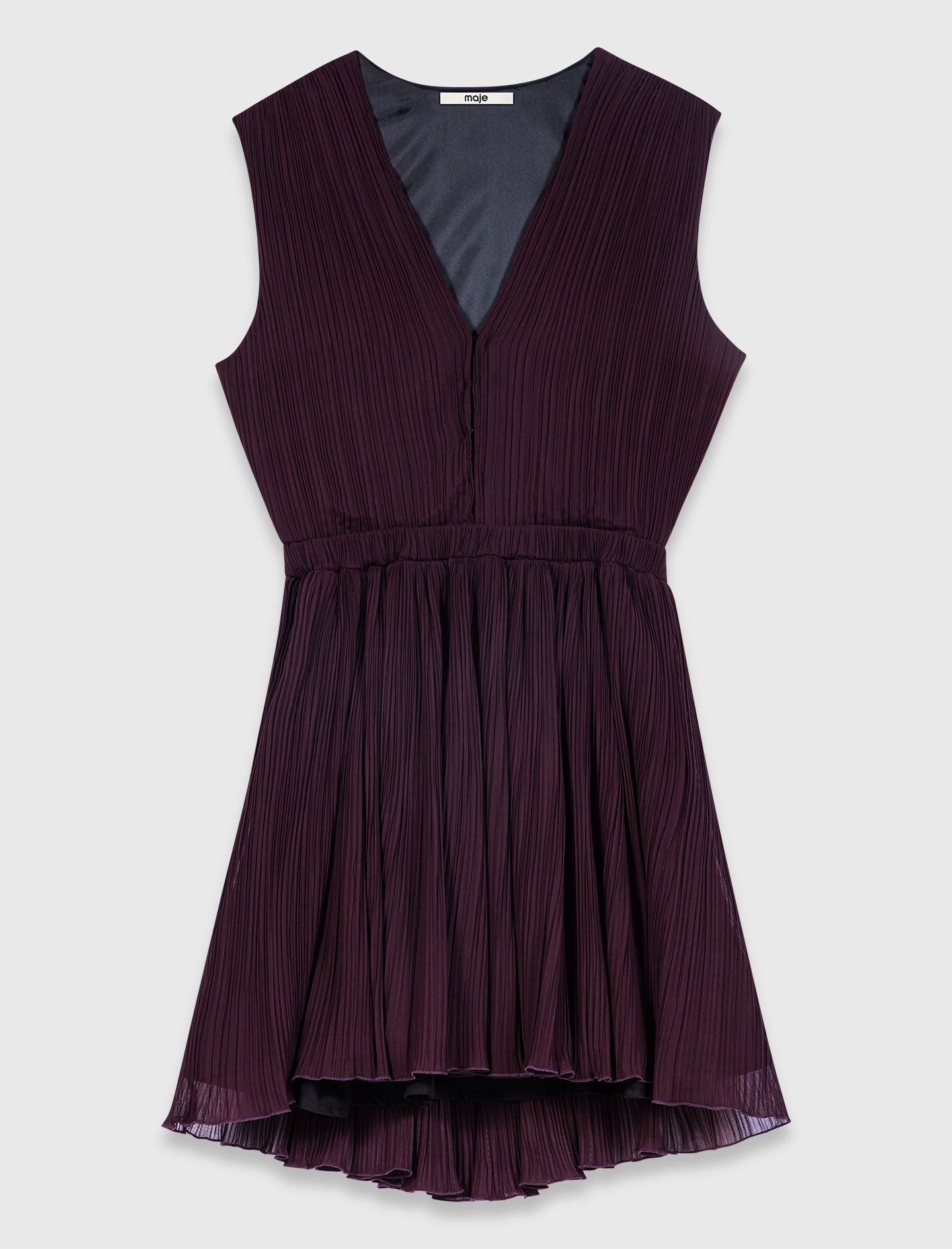 Short pleated skater dress Eggplant