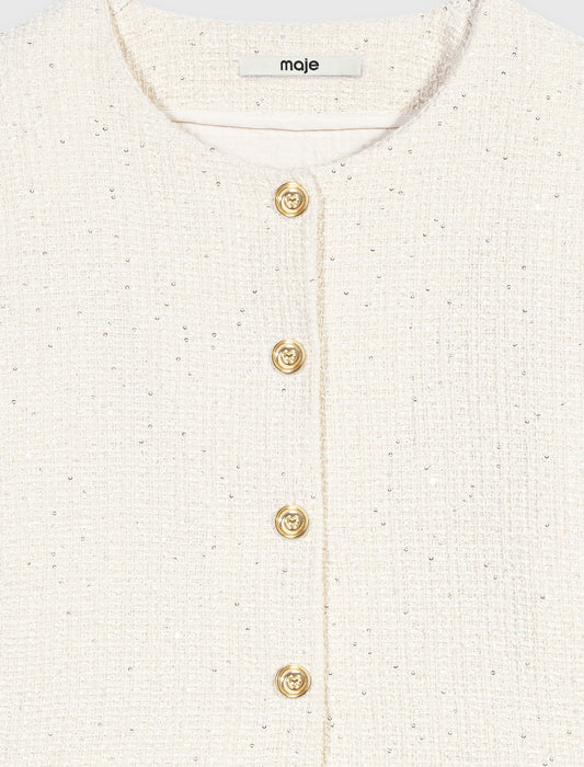 2-in-1 tweed dress Ecru