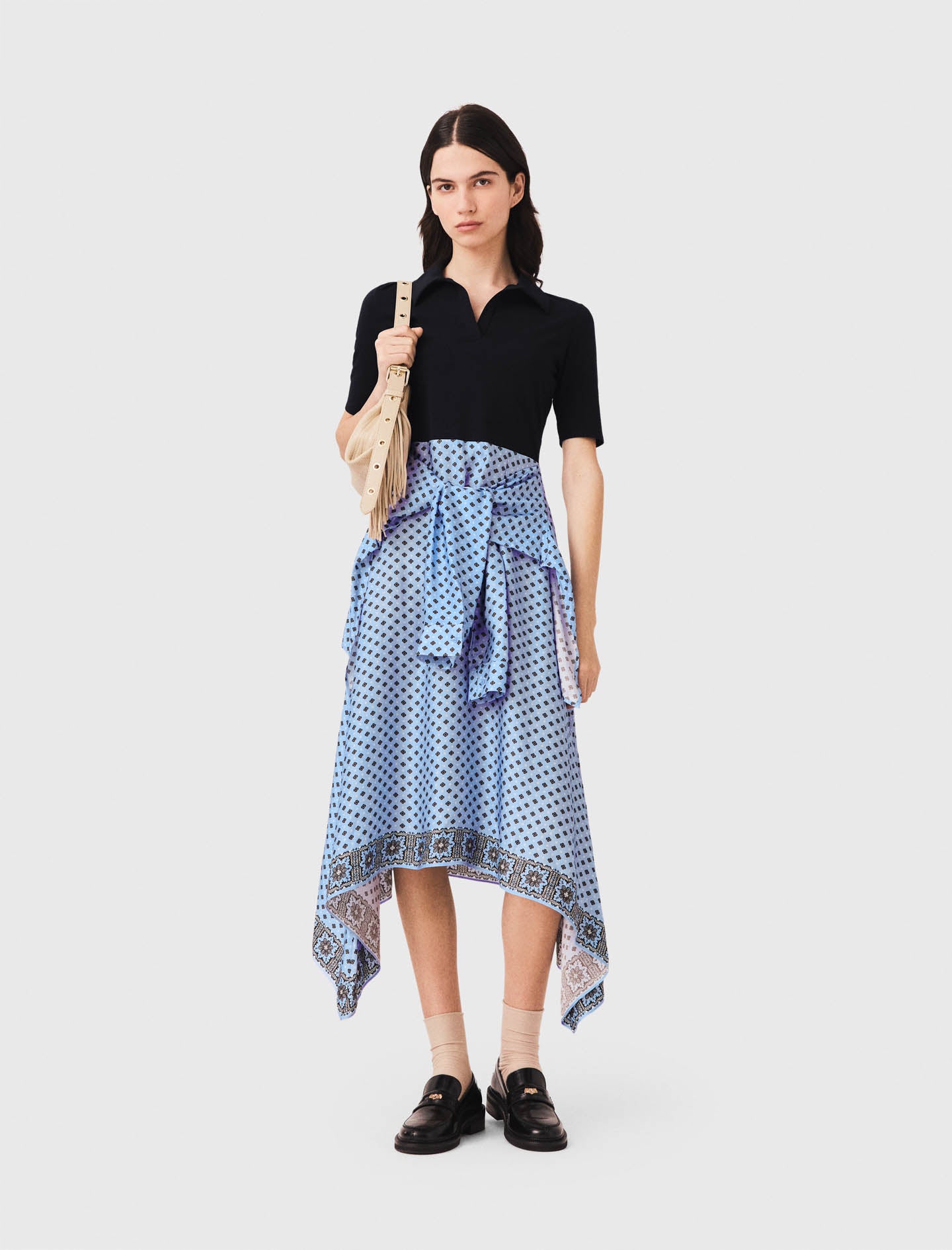 Layered-effect scarf skirt dress Light Blue Loungewear