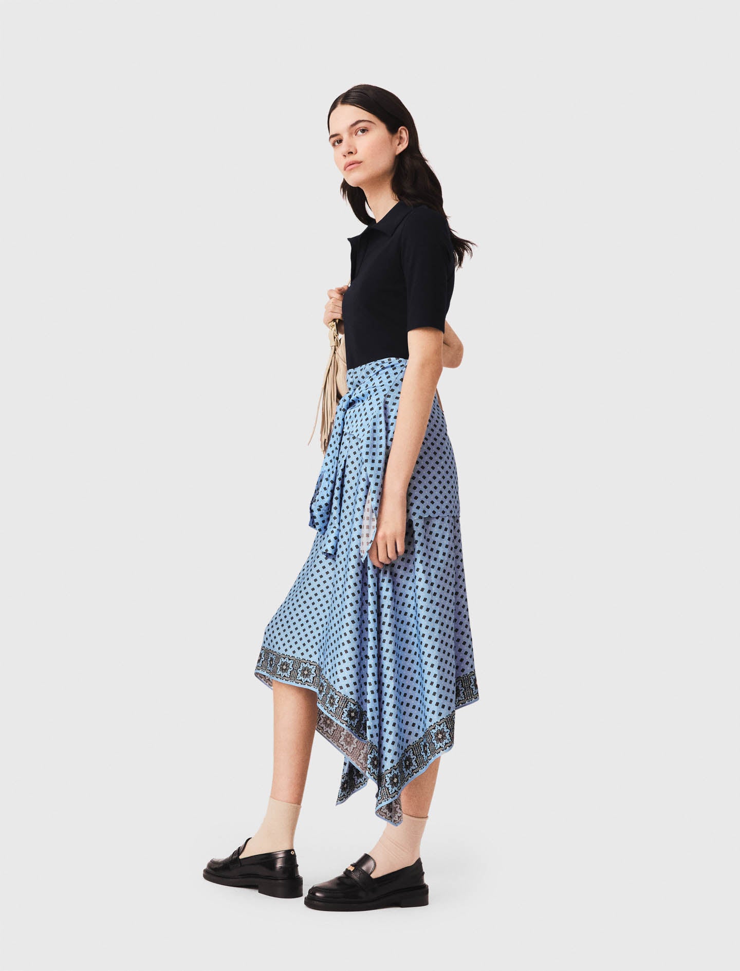 Layered-effect scarf skirt dress Light Blue Loungewear