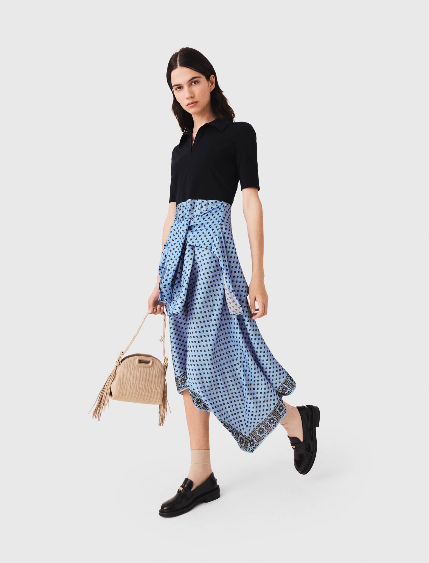 Layered-effect scarf skirt dress Light Blue Loungewear