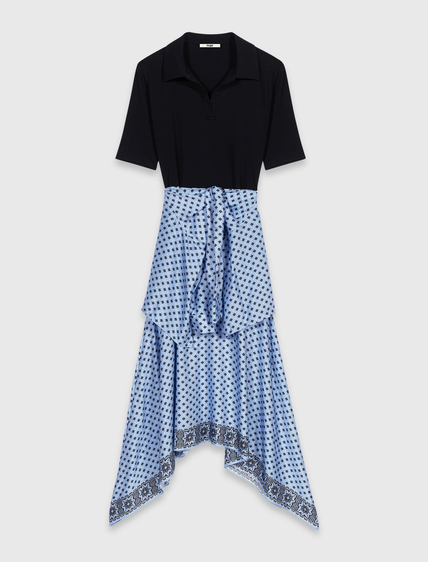 Layered-effect scarf skirt dress Light Blue Loungewear