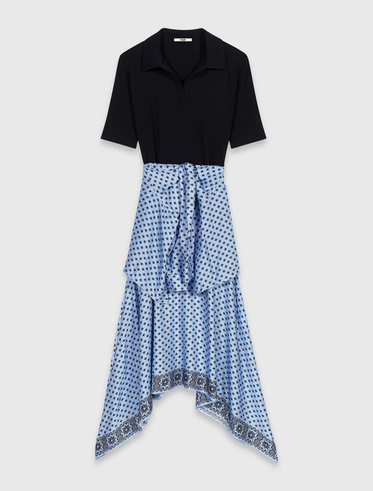 Layered-effect scarf skirt dress Light Blue Loungewear