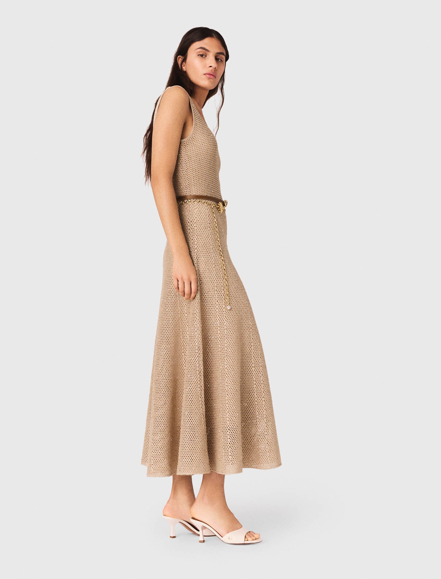 Rhinestone Knit Maxi Dress NUDE