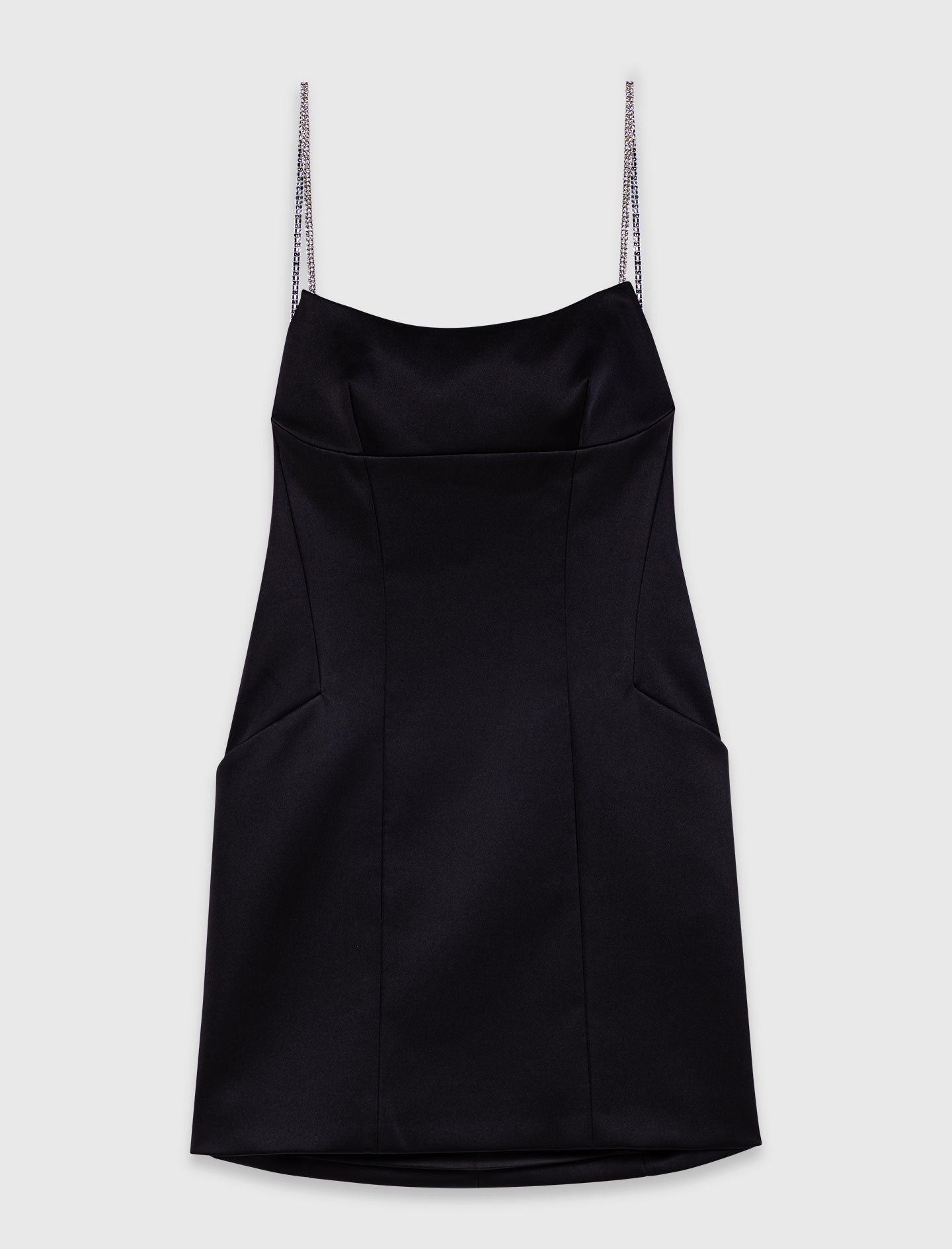 Short backless satin dress Black