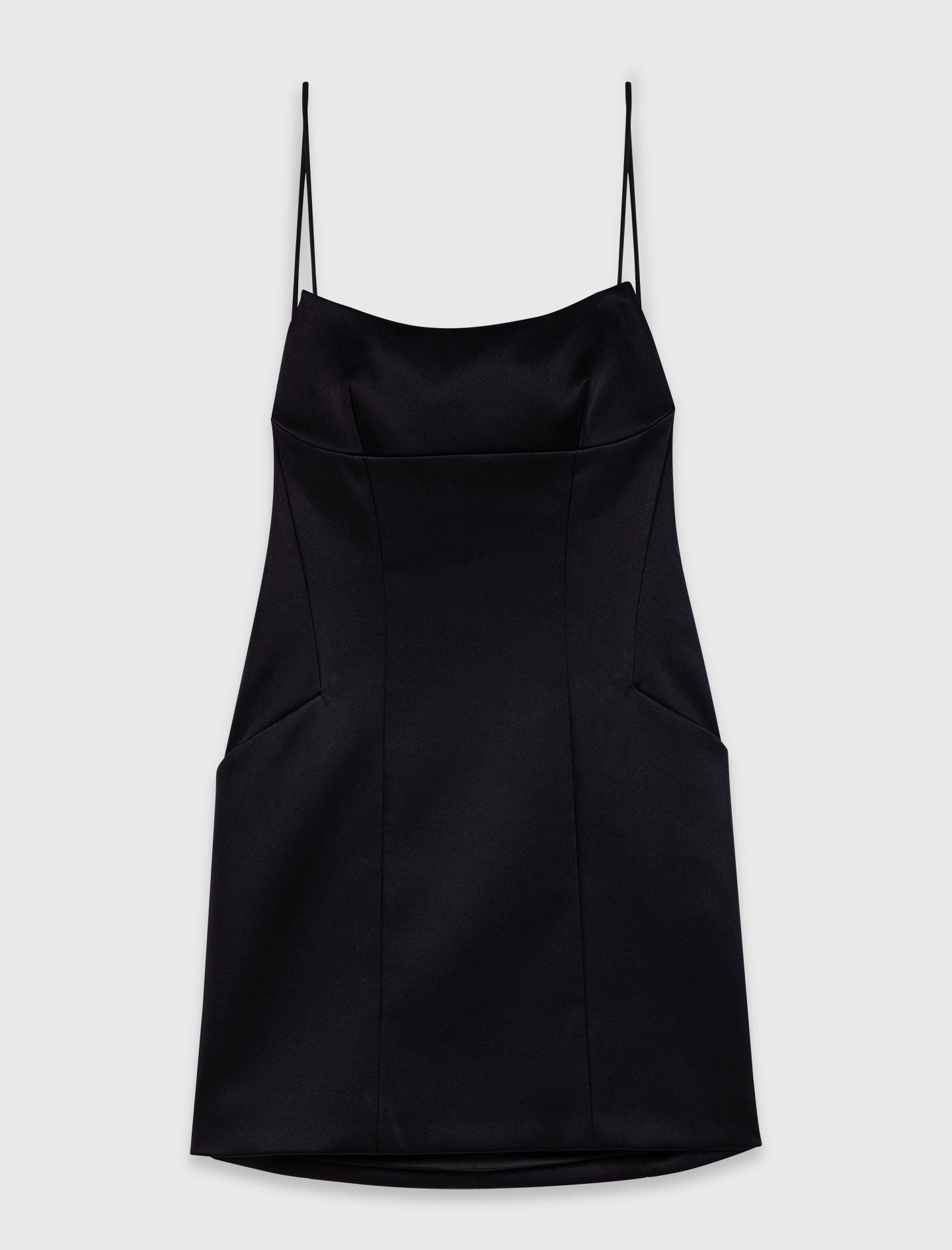 Short backless satin dress Black