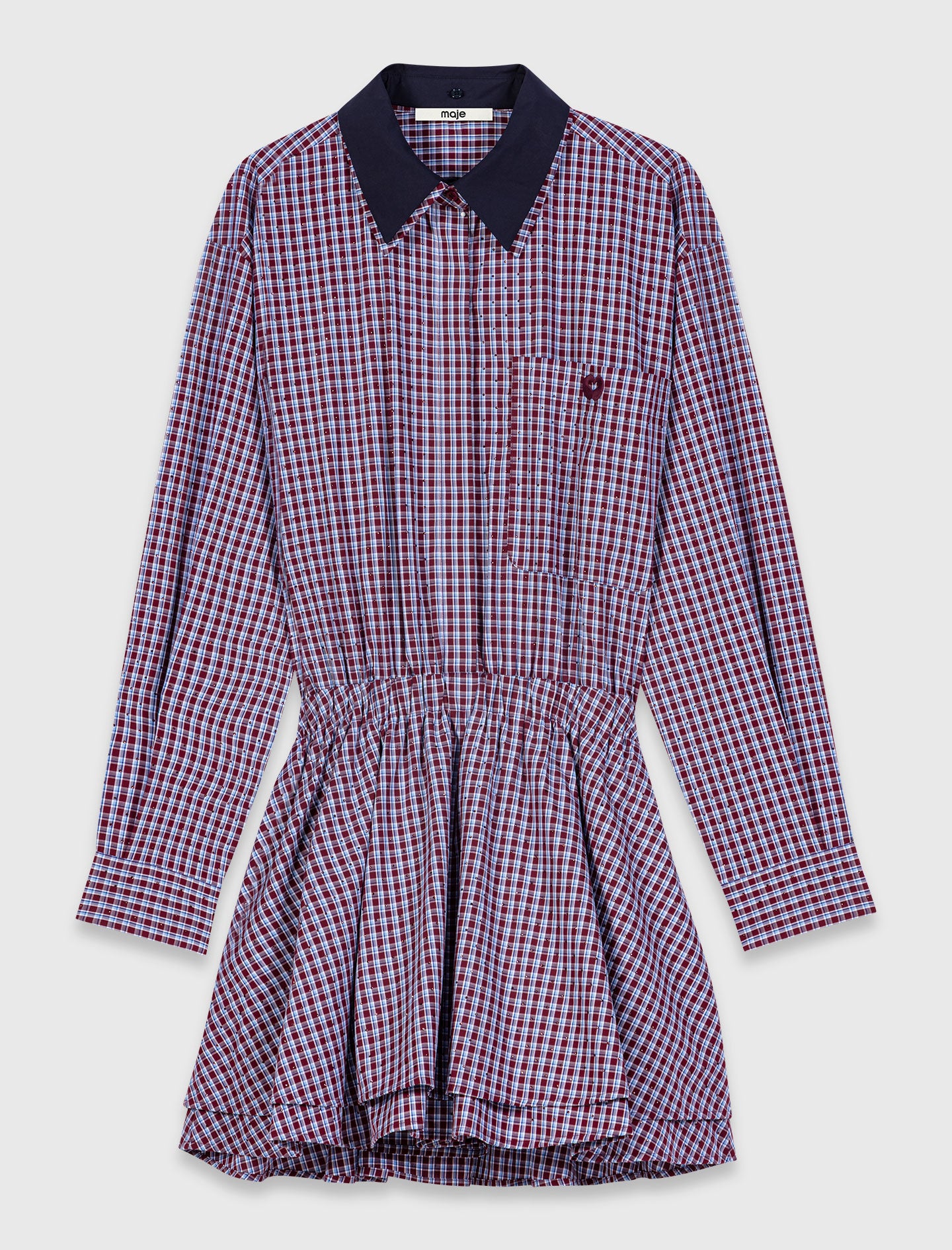 Short rhinestone checked dress Burgundy