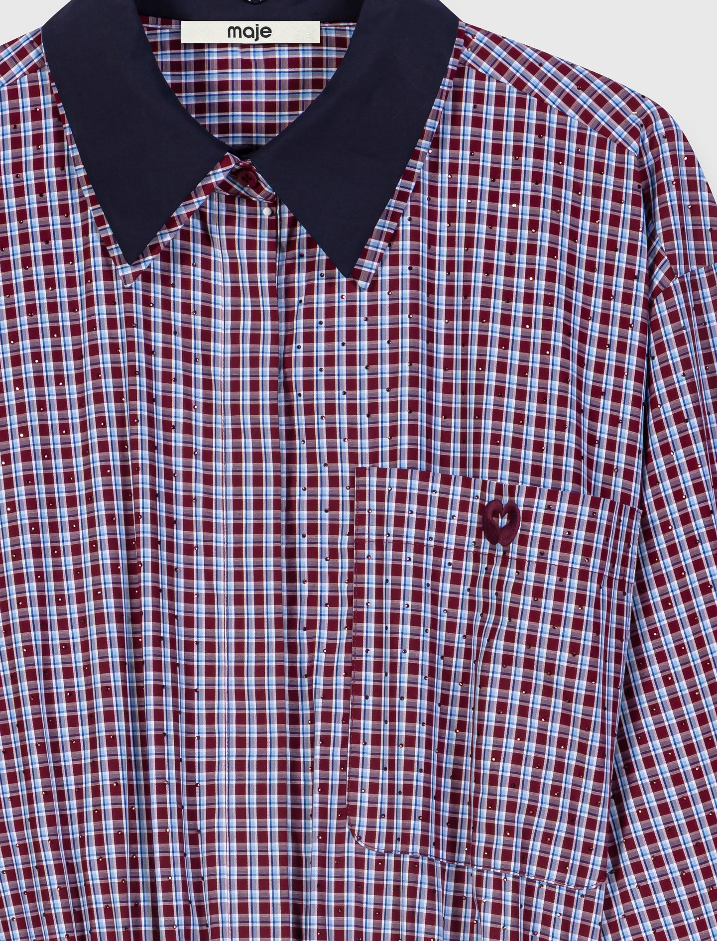 Short rhinestone checked dress Burgundy