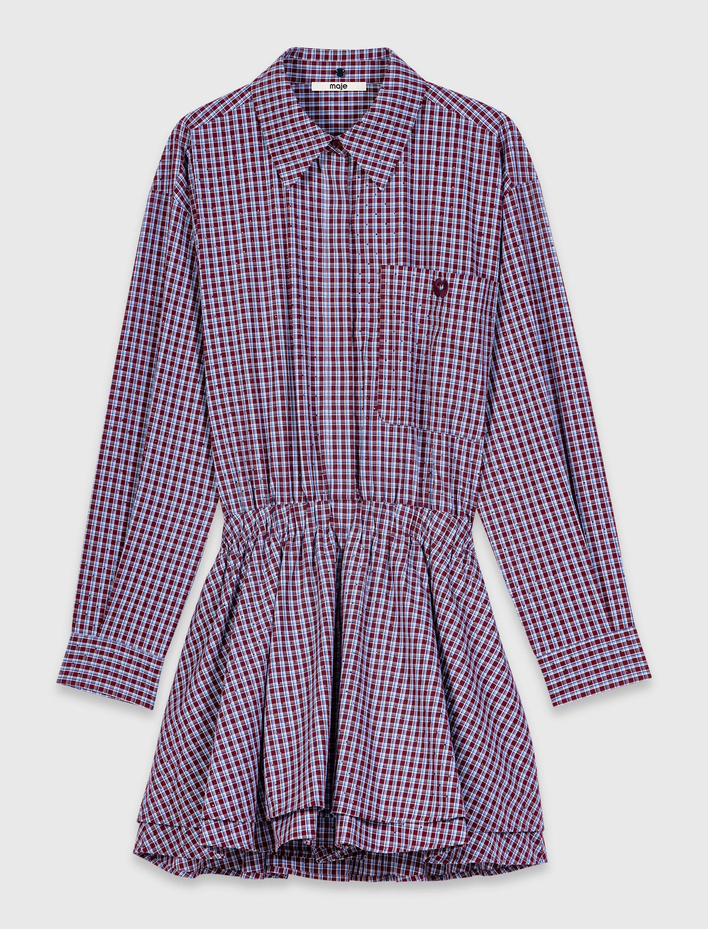 Short rhinestone checked dress Burgundy