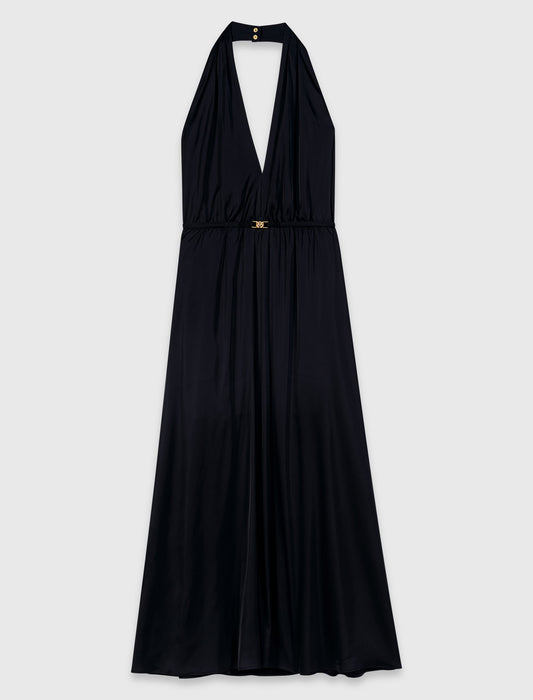 Backless pleated maxi dress Navy