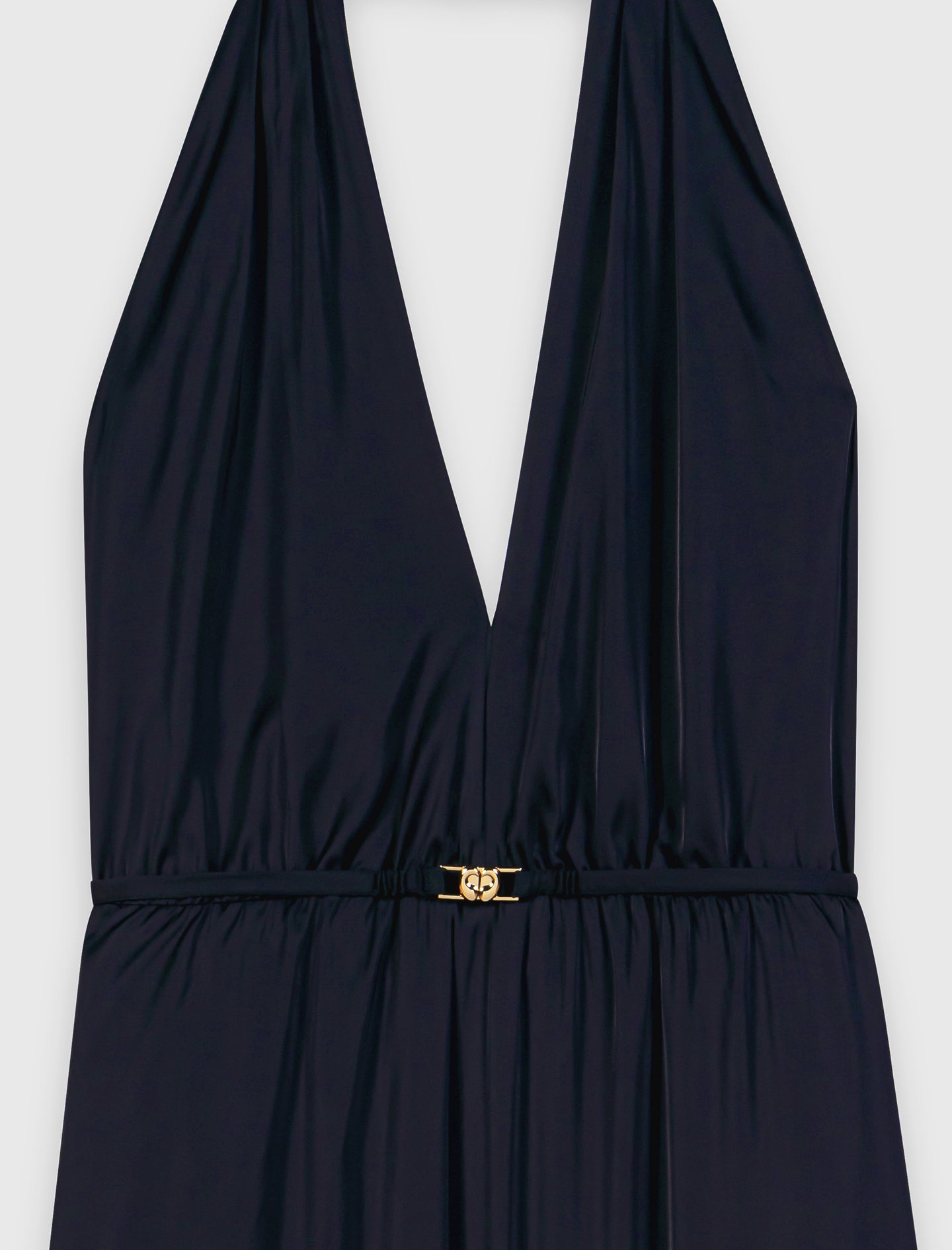 Backless pleated maxi dress Navy