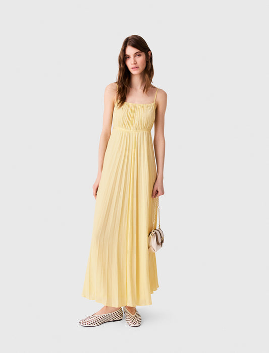 Pleated maxi dress Pale Yellow