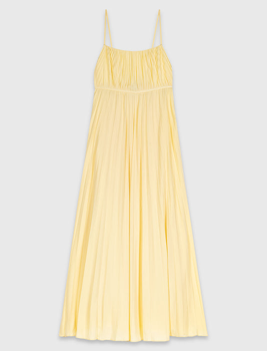 Pleated maxi dress Pale Yellow