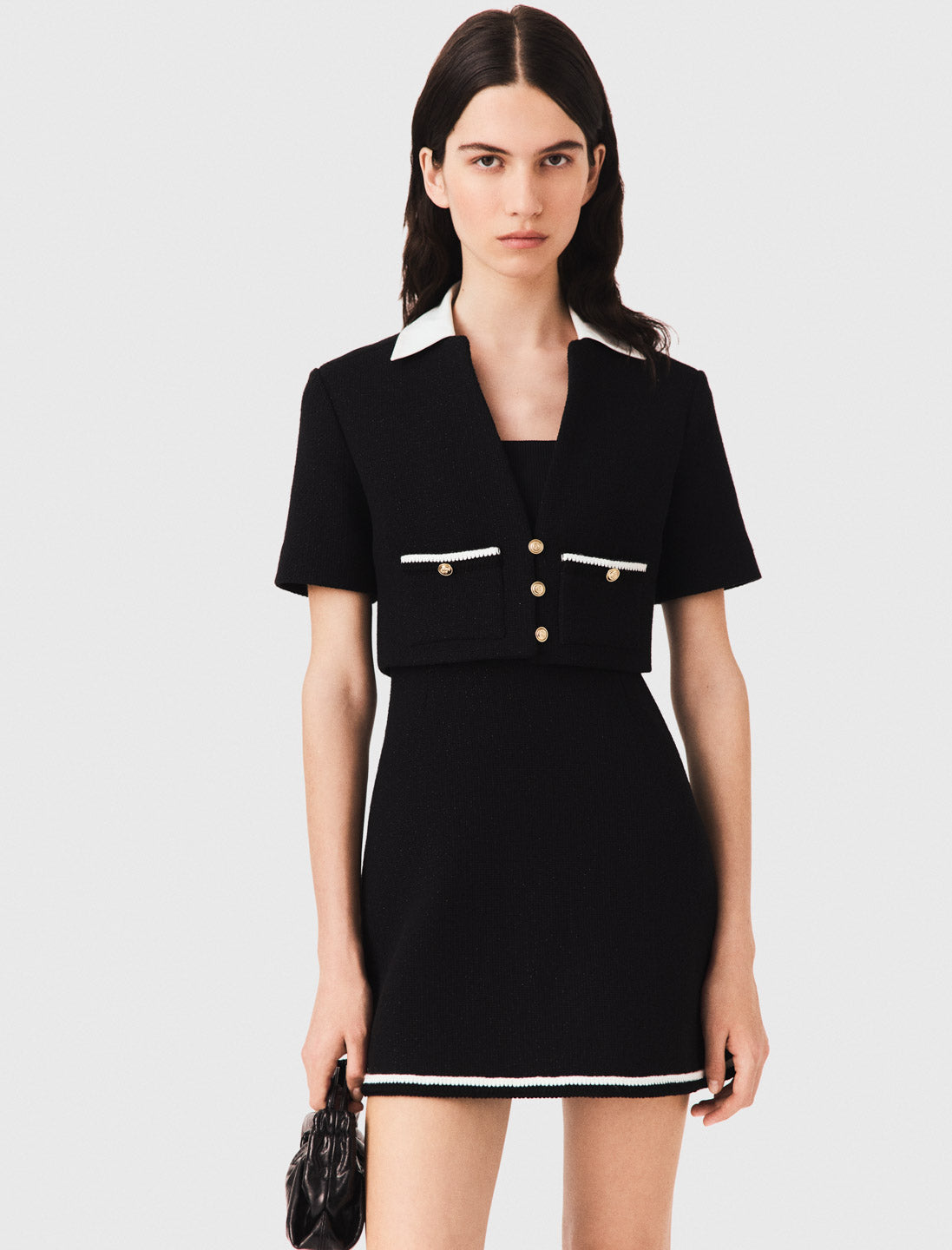2-in-1 tweed dress Black