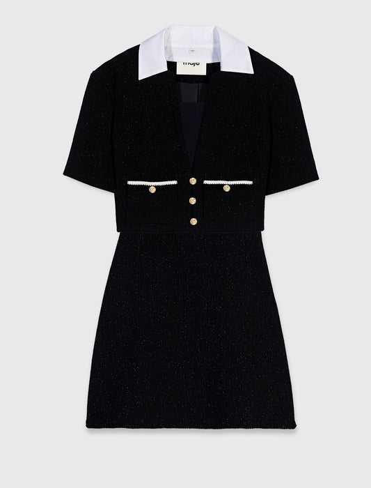 2-in-1 tweed dress Black