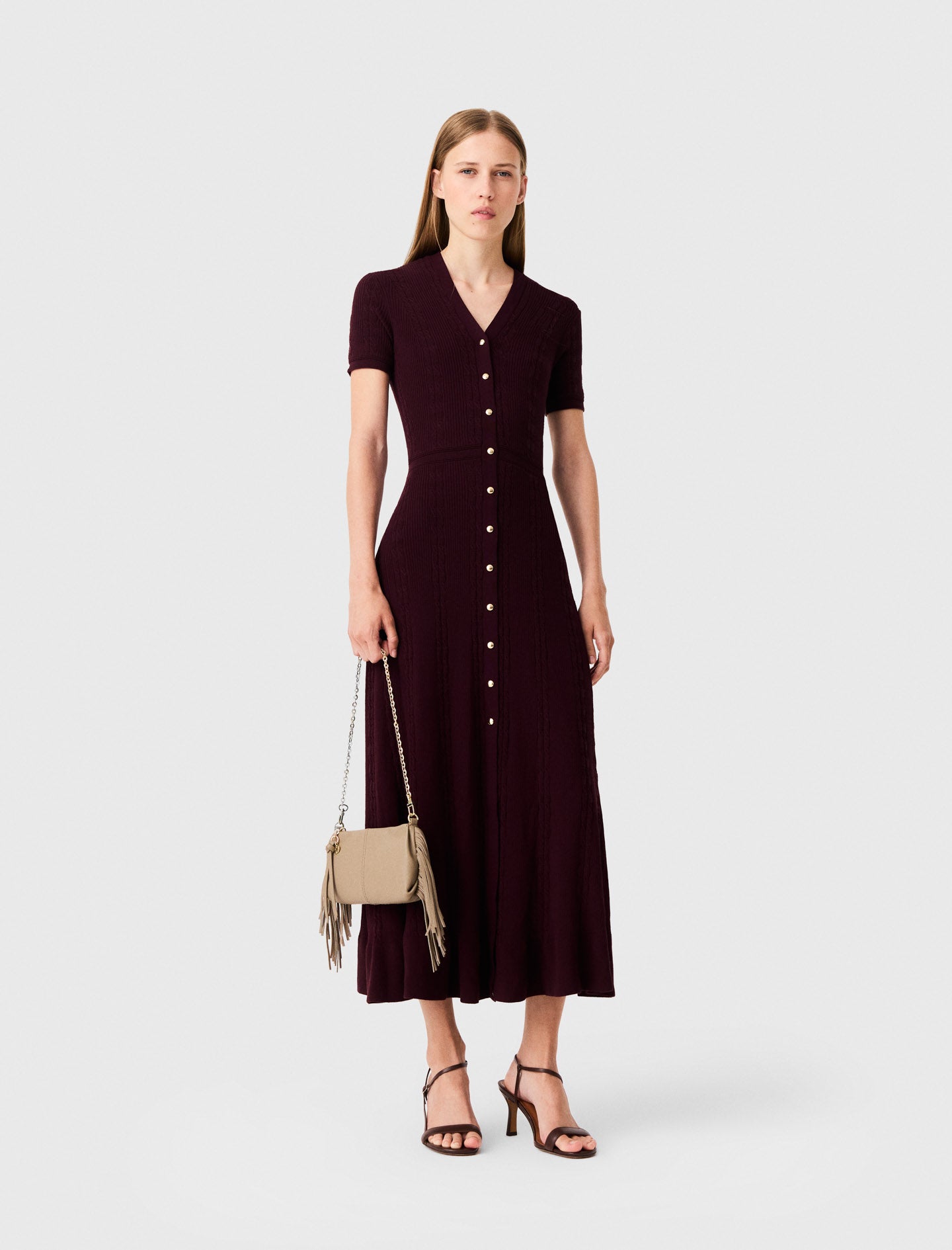 Knit maxi dress Burgundy