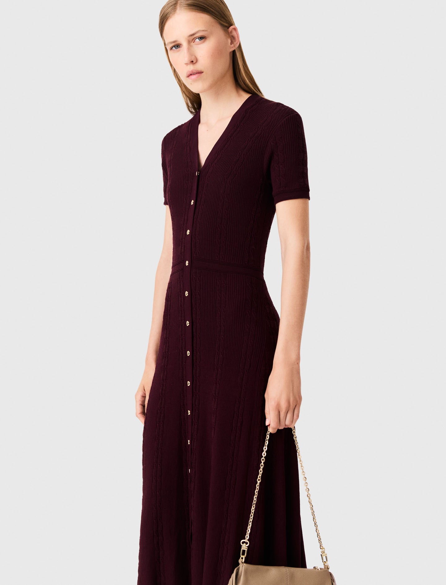 Knit maxi dress Burgundy