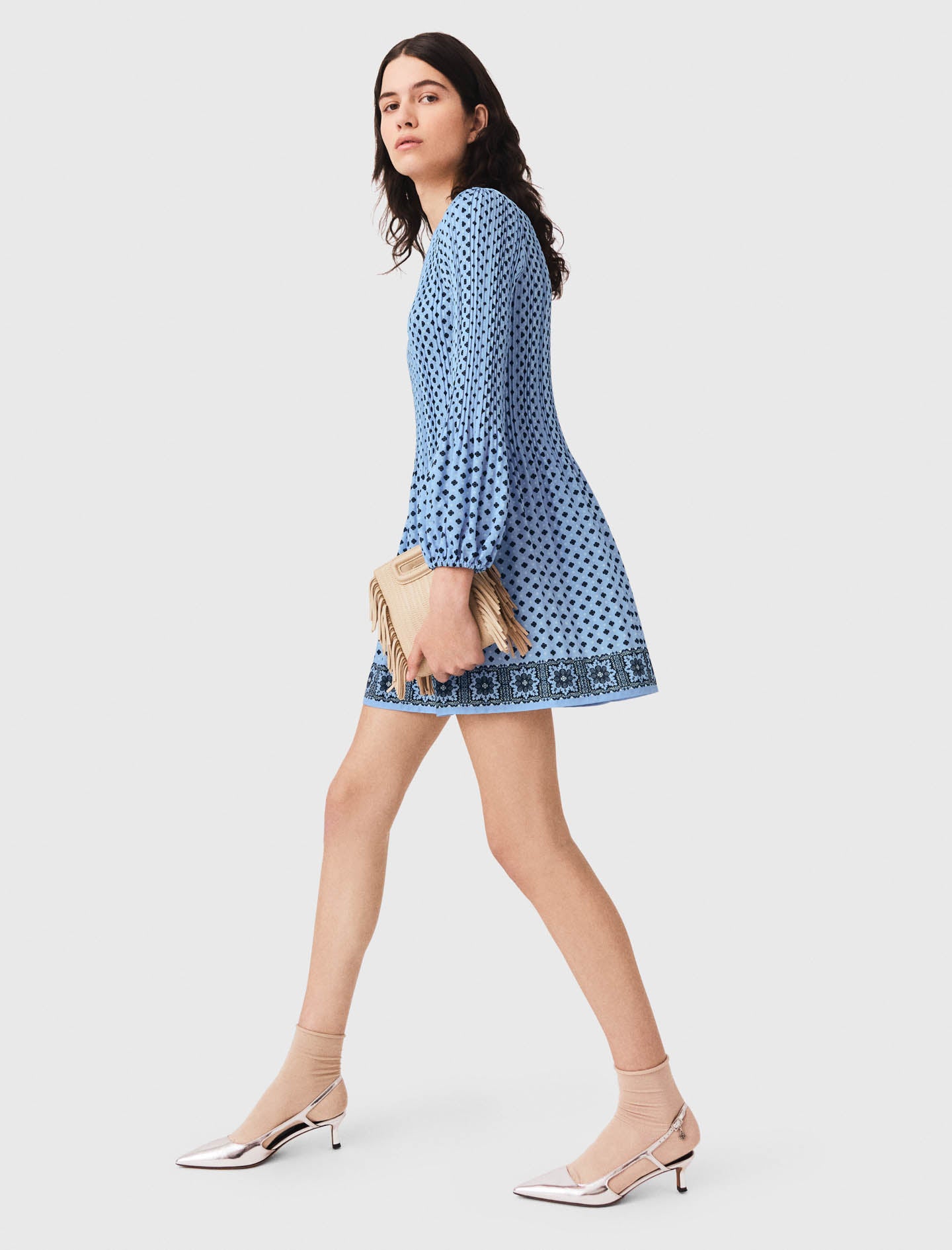 Patterned pleated dress Light Blue Loungewear