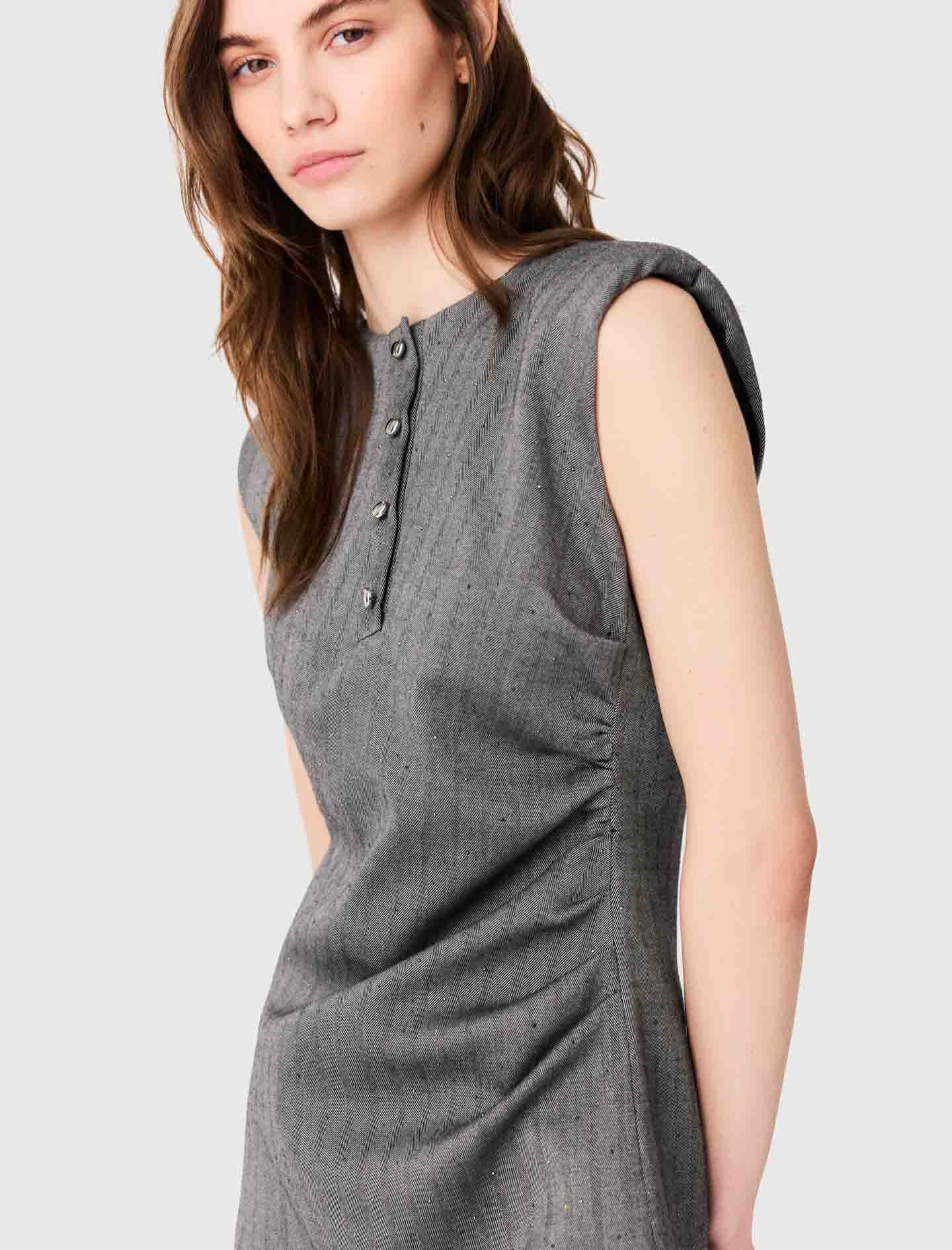 Short rhinestone tailored dress Grey