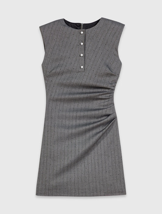 Short rhinestone tailored dress Grey