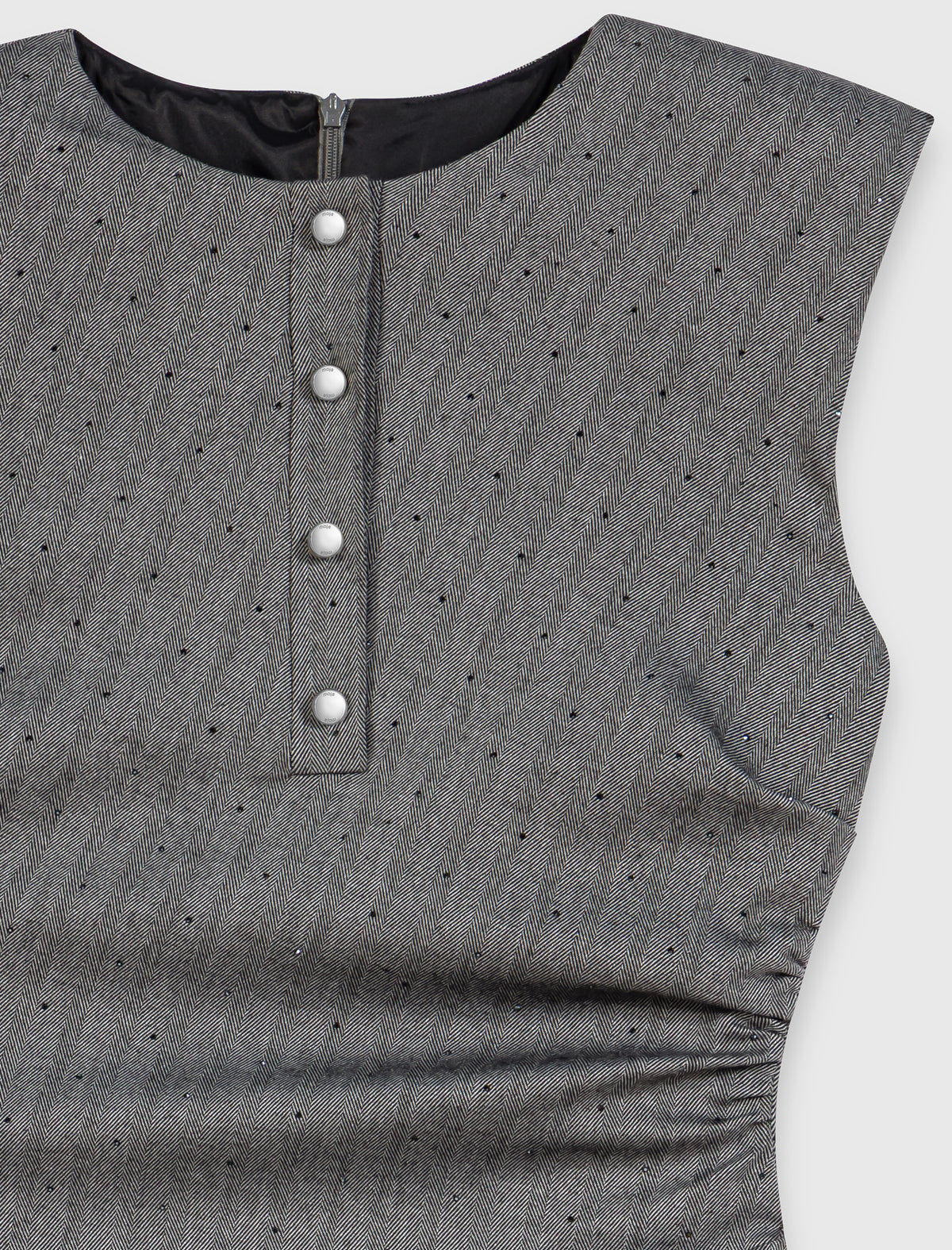 Short rhinestone tailored dress Grey