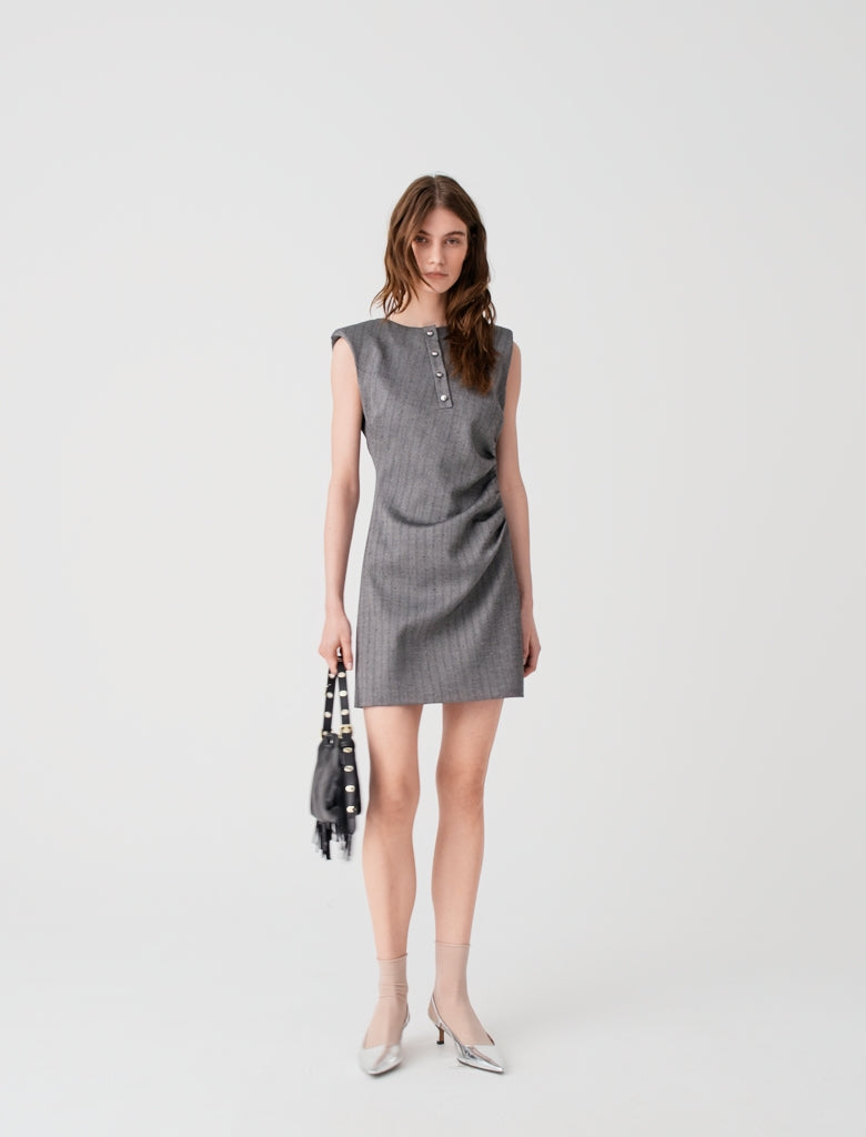 Short rhinestone tailored dress Grey
