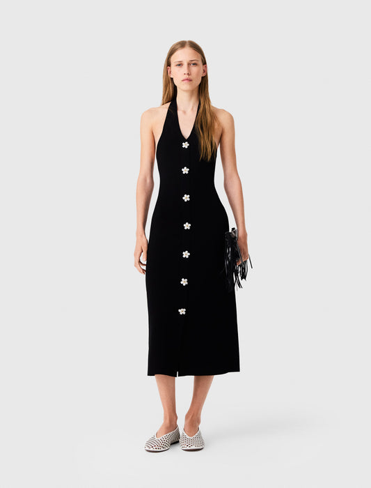 Dress with floral jewel details Black