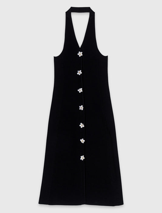Dress with floral jewel details Black