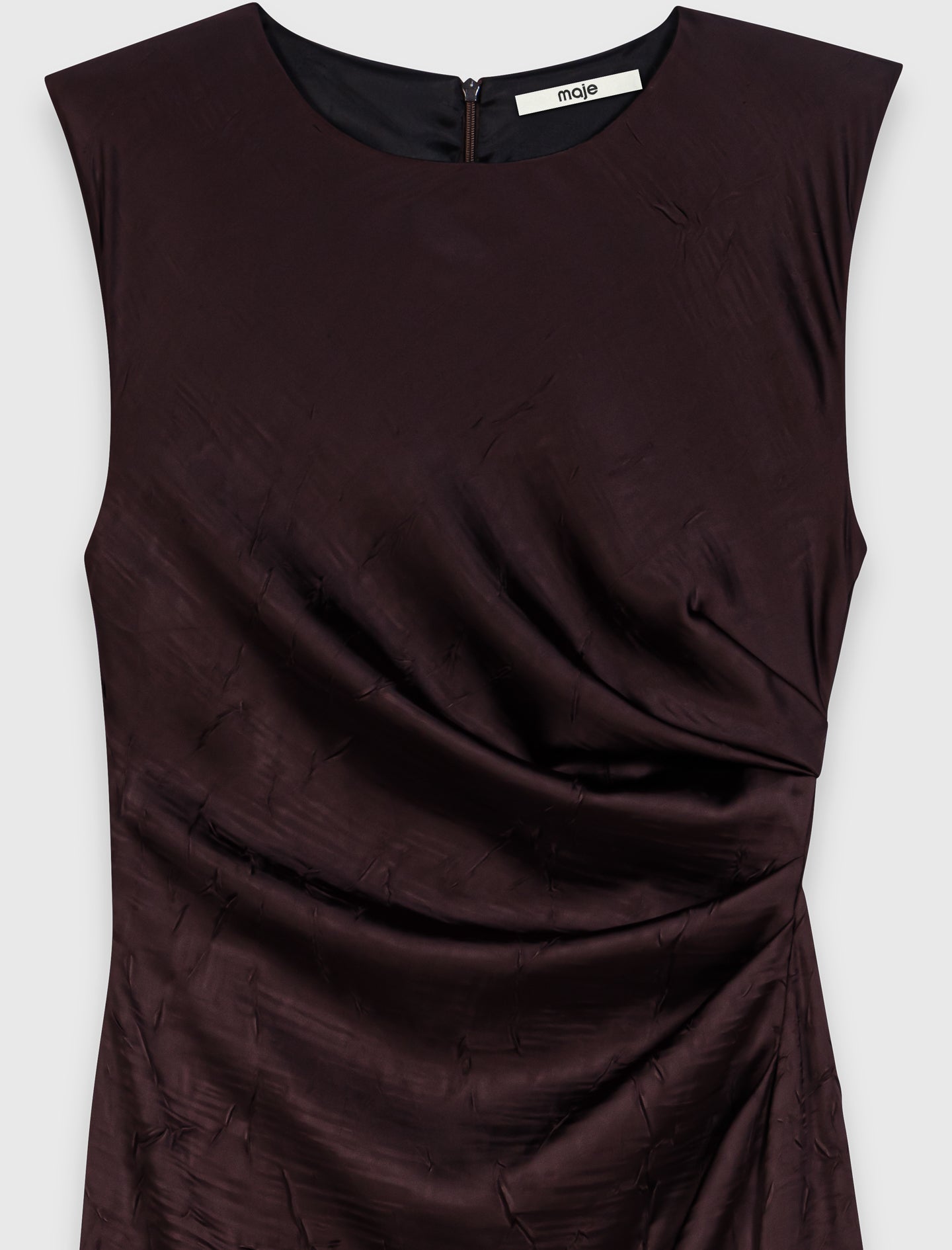 Satin-effect draped maxi dress Brown