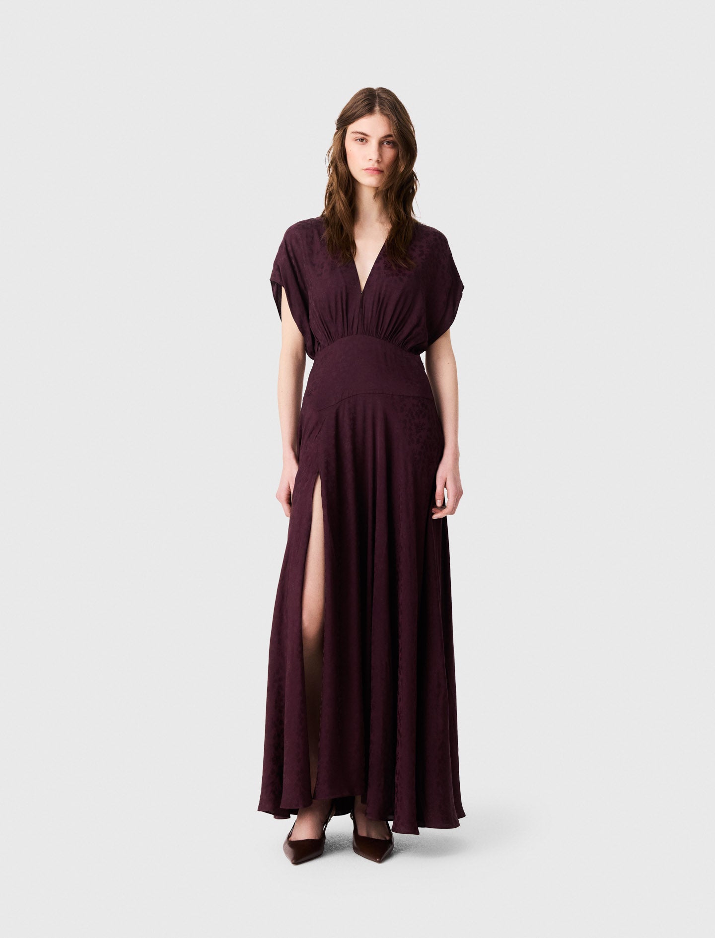 Jacquard print maxi dress Burgundy