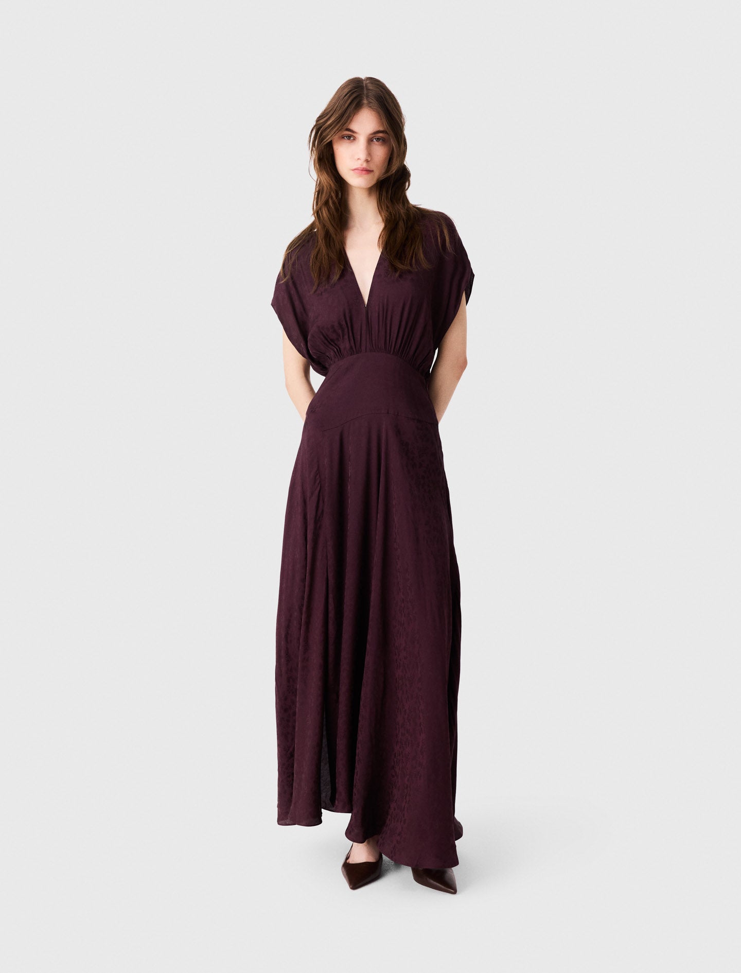 Jacquard print maxi dress Burgundy