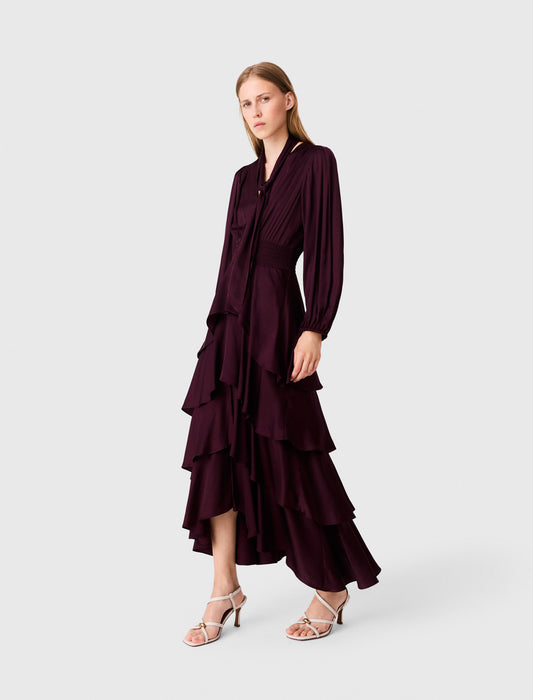 Ruffled maxi dress Burgundy