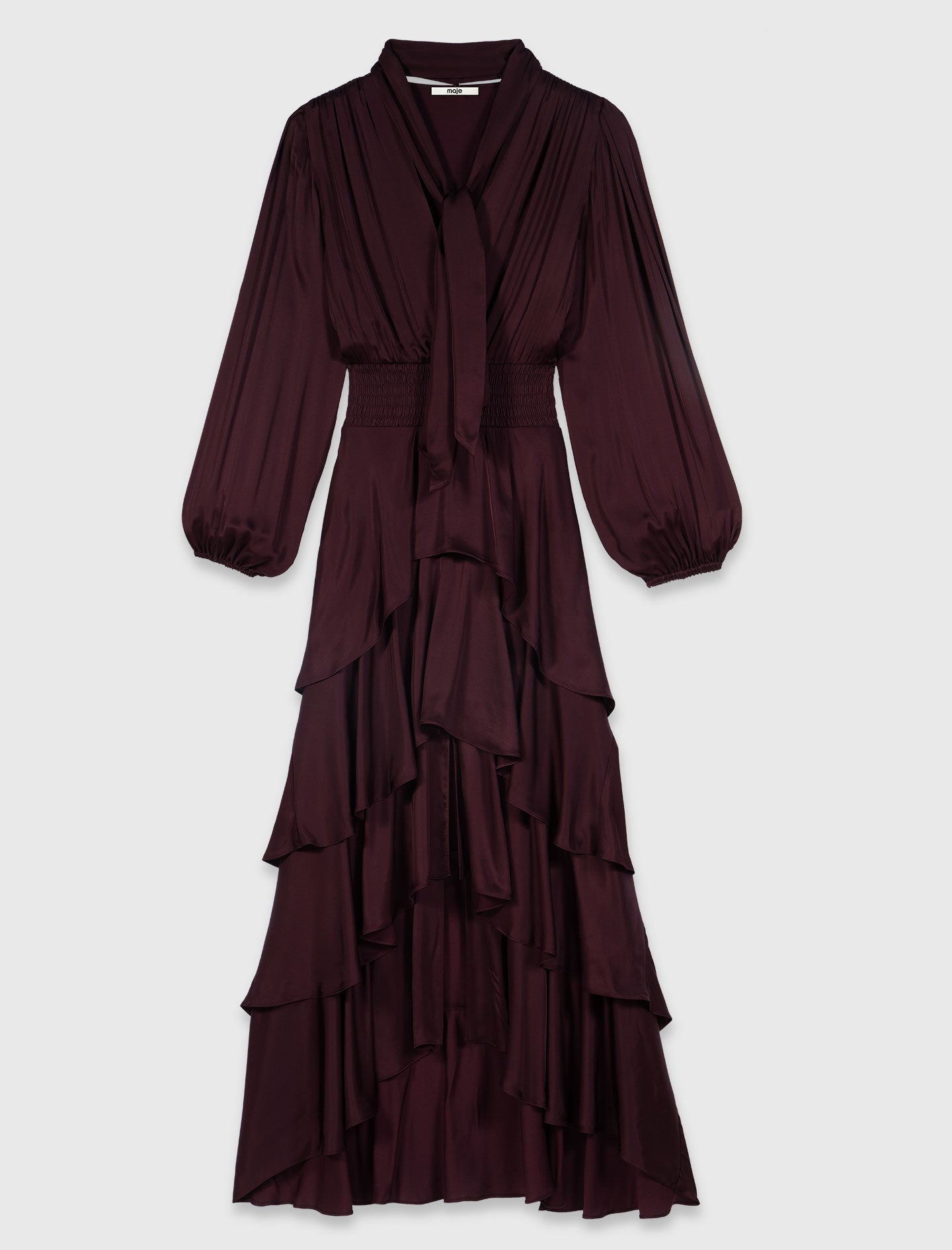 Ruffled maxi dress Burgundy