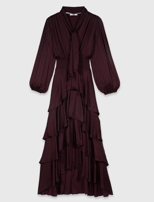 Ruffled maxi dress Burgundy