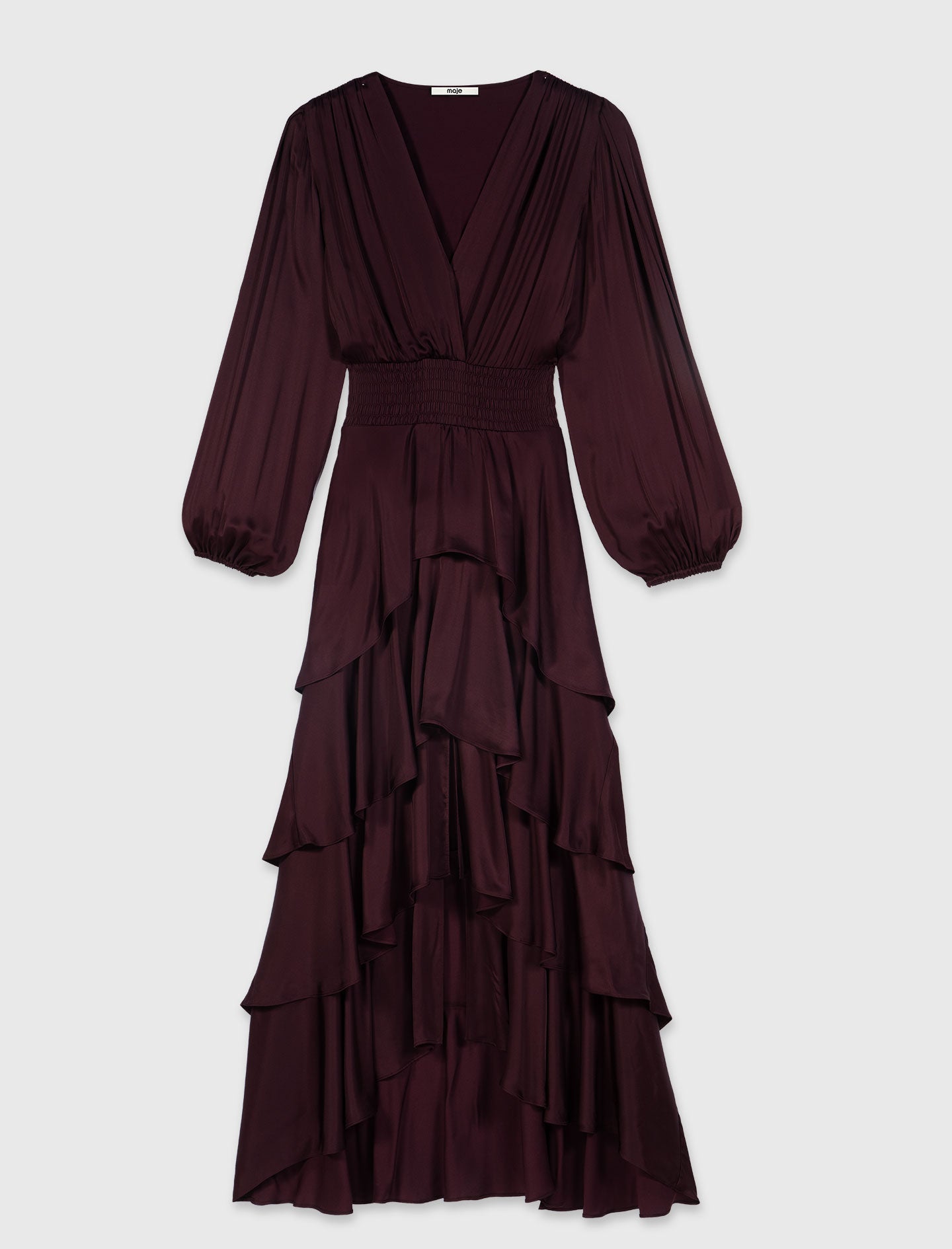 Ruffled maxi dress Burgundy