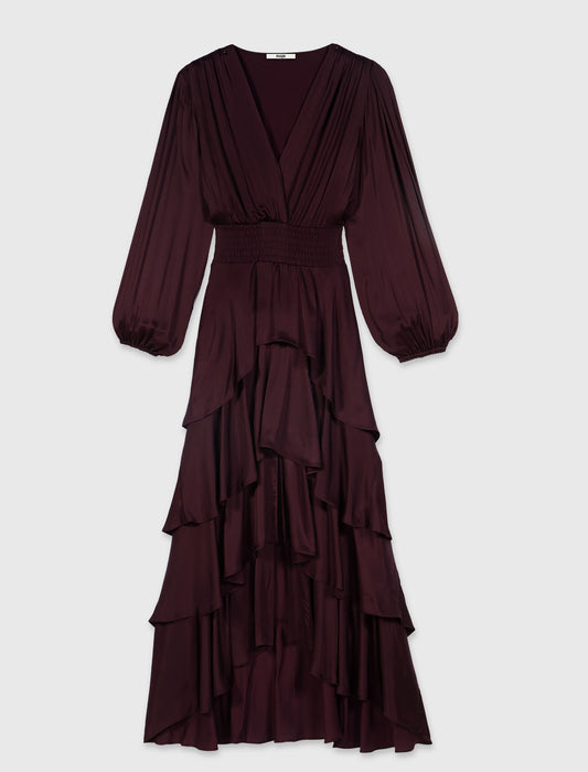 Ruffled maxi dress Burgundy