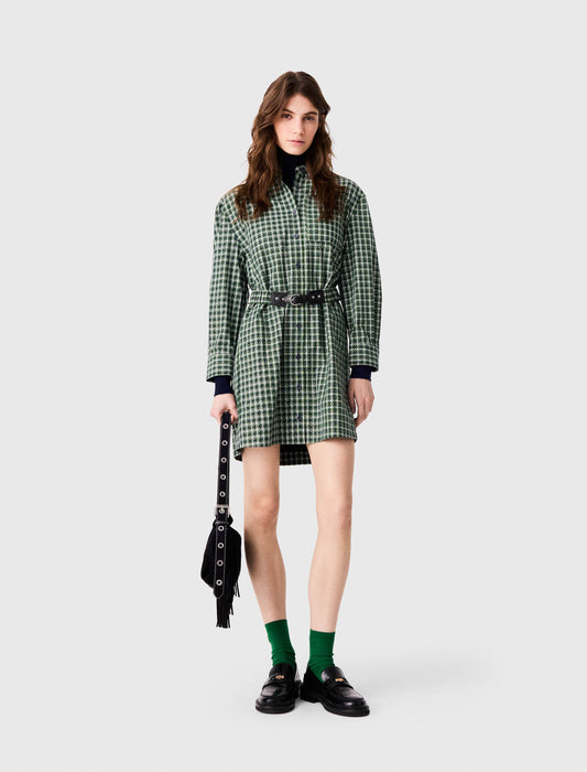 Short shirt dress with rhinestones Green
