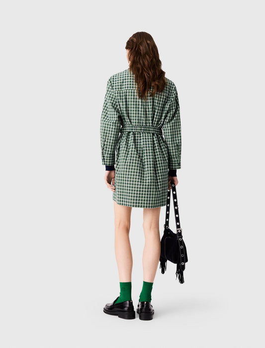 Short shirt dress with rhinestones Green
