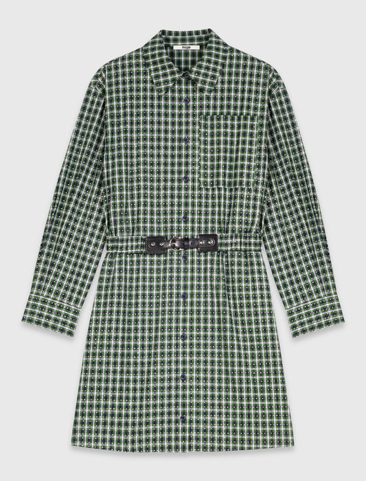 Short shirt dress with rhinestones Green