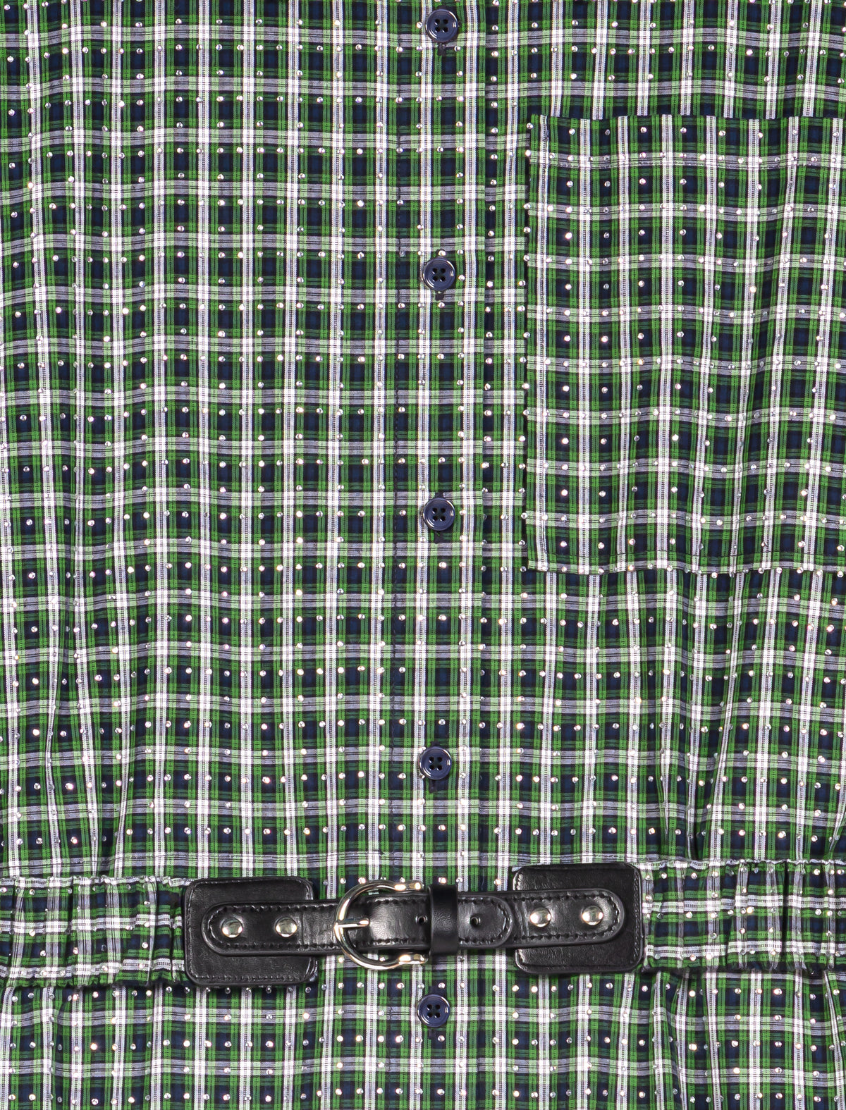 Short shirt dress with rhinestones Green