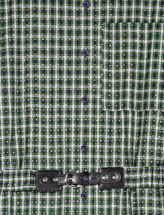 Short shirt dress with rhinestones Green